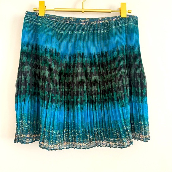 Madewell Broadway & Broome Micro Pleat Mini Skirt Teal 2 - Picture 1 of 7